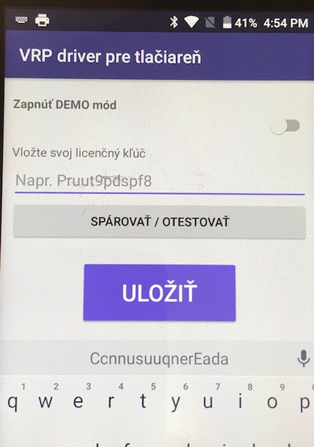 Ovládač - driver umožňujúci tlač z VRP aplikácie na mini bluetooth tlačiarni pre tlač